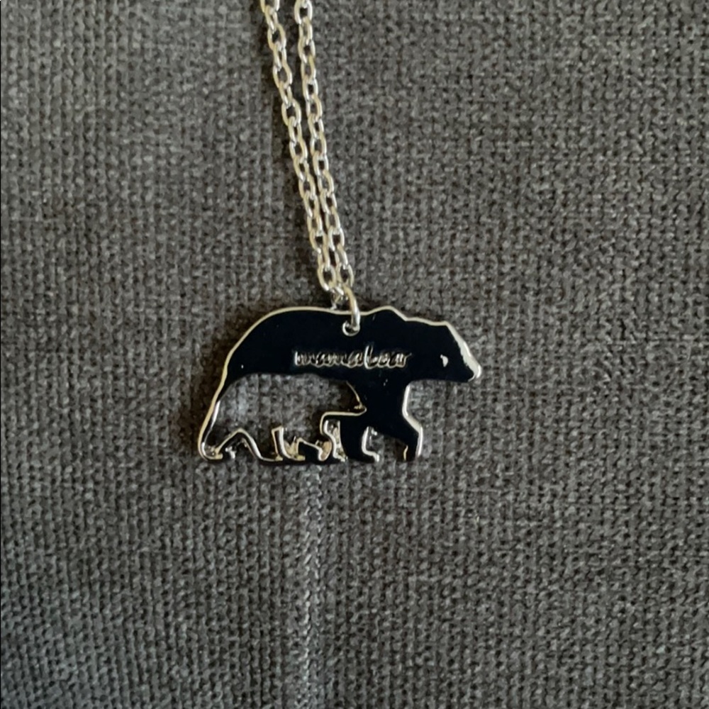 Mama Bear with Baby Bear pendant with chain